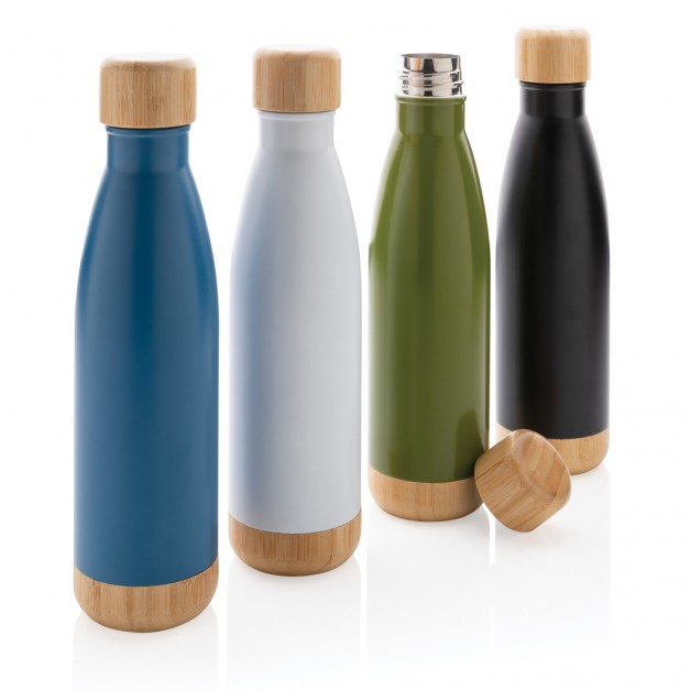 Vacuum bamboo lid nerūdijančio plieno vakuuminė gertuvė su bambukiniu dangteliu, 520 ml