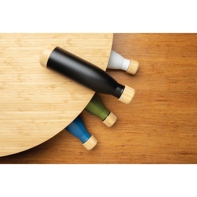 Vacuum bamboo lid nerūdijančio plieno vakuuminė gertuvė su bambukiniu dangteliu, 520 ml