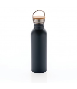 Modern nerūdijančio plieno gertuvė su bambukiniu kamšteliu, 710 ml