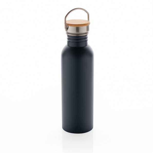 Modern nerūdijančio plieno gertuvė su bambukiniu kamšteliu, 710 ml