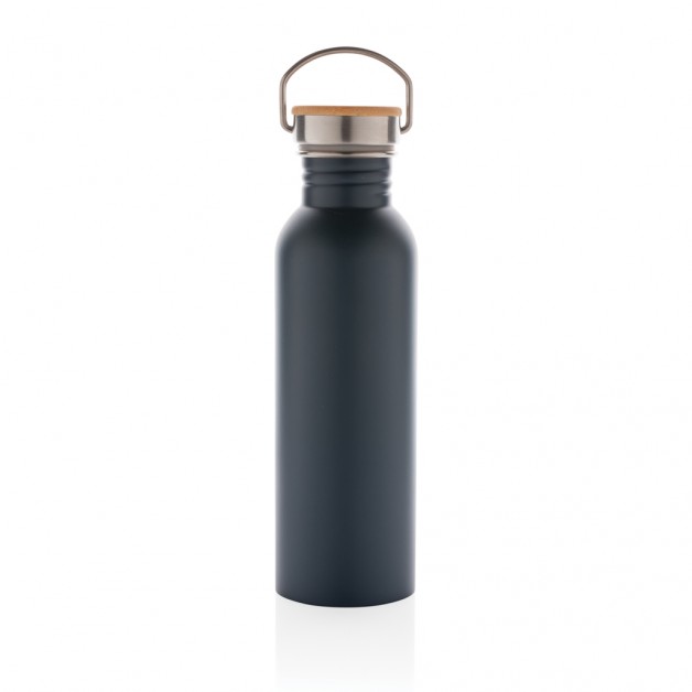 Modern nerūdijančio plieno gertuvė su bambukiniu kamšteliu, 710 ml