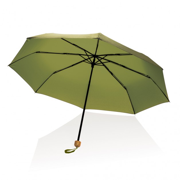 20.5 Impact AWARE™ RPET 190T Pongee mini skėtis su bambukine rankena