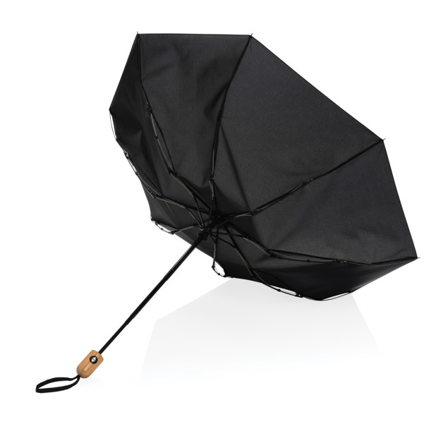 21 Impact AWARE™ RPET 190T skėtis su automatiniu išskleidimu / suskleidimu su bambukine rankena
