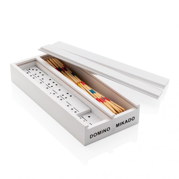 Deluxe mikado / domino žaidimai, medinėje dėžutėje