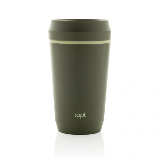 TOPL kelioninis puodelis iš perdirbto plastiko su patentuotu 360° dangteliu, 354ml