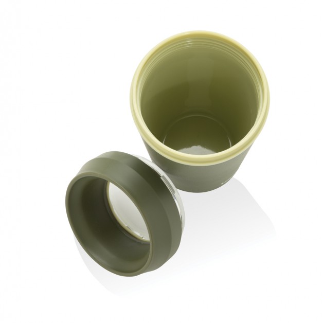 TOPL kelioninis puodelis iš perdirbto plastiko su patentuotu 360° dangteliu, 354ml
